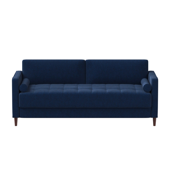Garren 75.6'' Square Arm Tufted Sofa Mercury Row® Fabric: Navy Blue Linen