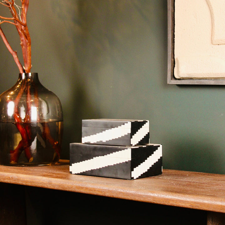 Kamari 2 Piece Geometric Inlay Decorative Nesting Boxes Indigo Road by Egypt Sherrod
