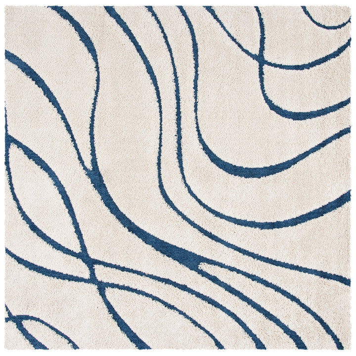 Ashal Abstract Cream/Blue Area Rug Wade Logan® Rug Size: Square 11'
