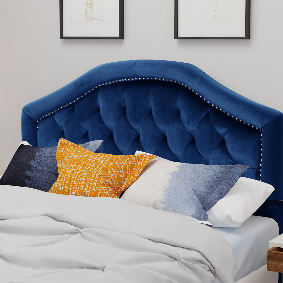 Danni Upholstered Metal Panel Headboard House of Hampton® Size: Full / Double Upholstery: Navy Blue