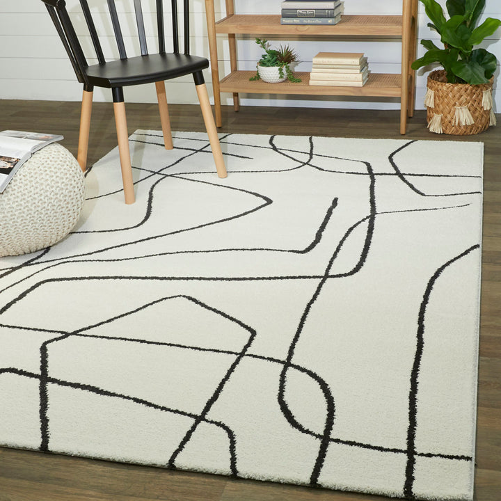 Goodrow Abstract Charcoal/White Area Rug Mercury Row® Rug Size: Rectangle 8'9" x 12'