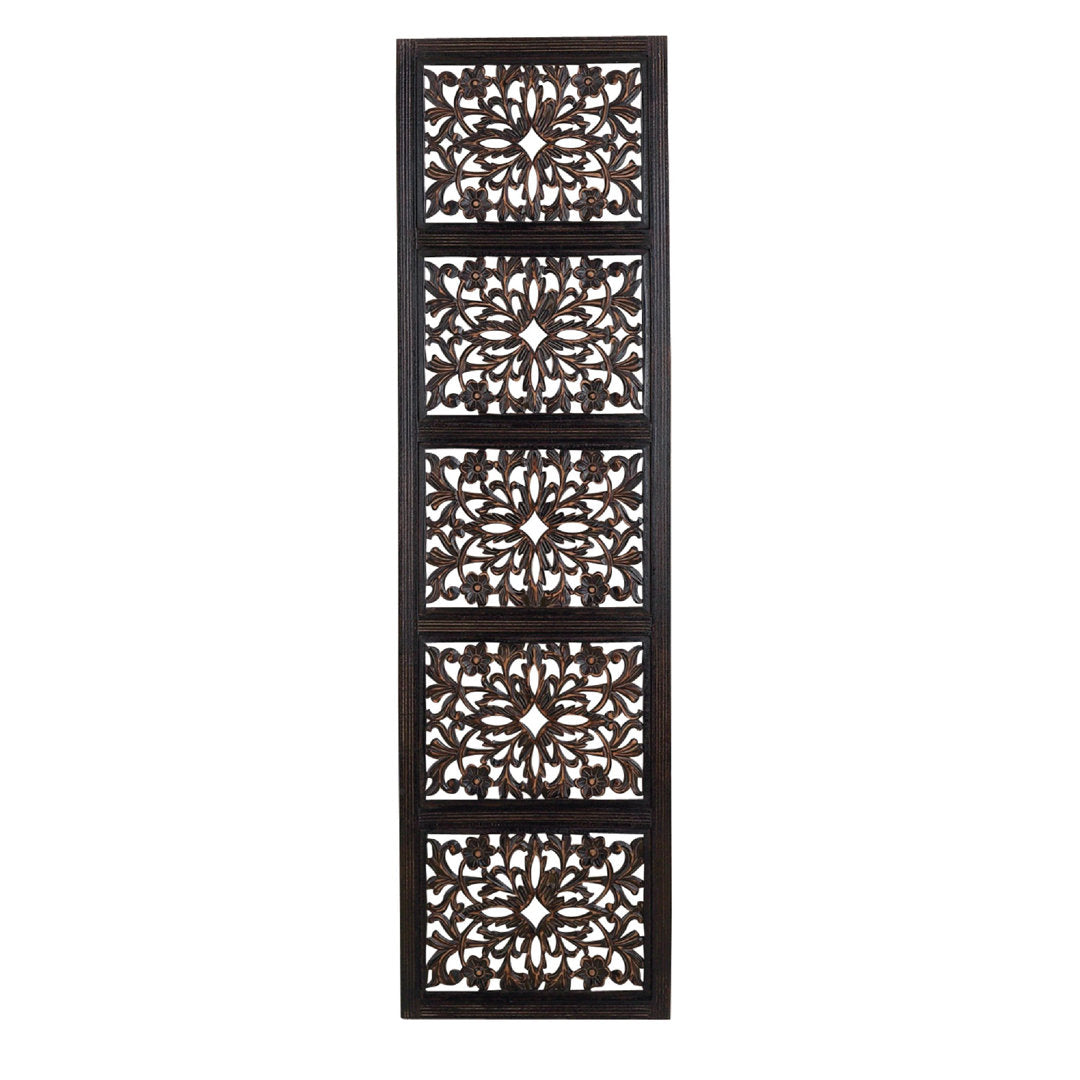 Dereona Wooden Handmade Intricately Carved Floral Home Wall Decor Bungalow Rose