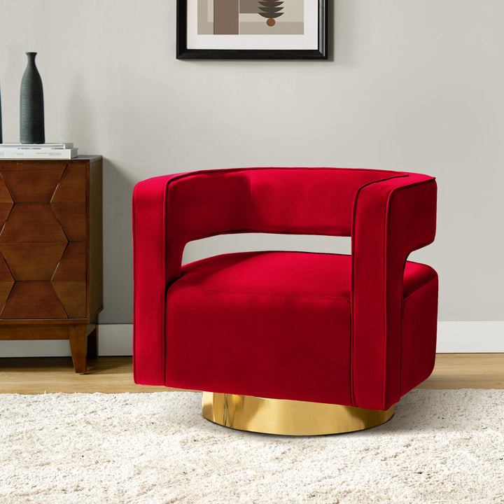 Aysha Velvet Swivel Barrel Chair Willa Arlo™ Interiors Fabric: Red Velvet