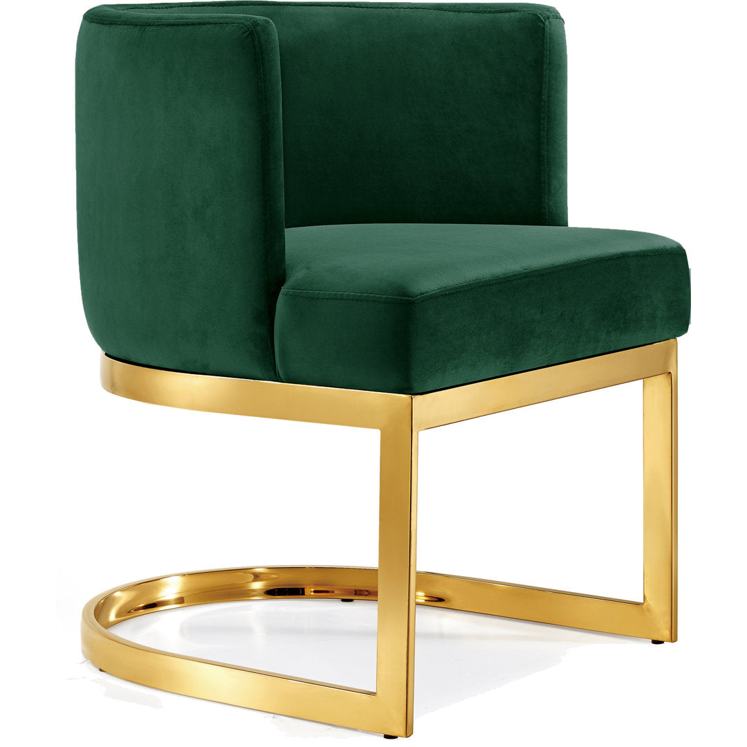 Barnier Wingback Arm Chair Everly Quinn Upholstery Color: Green, Leg Color: Gold