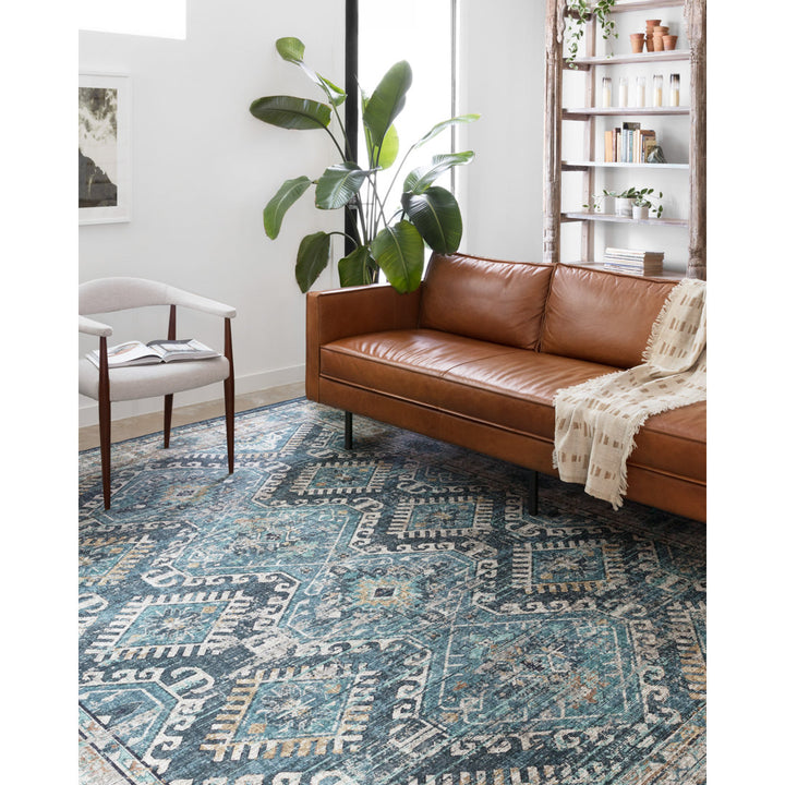 Gelo Oriental Denim/Gray Area Rug Bungalow Rose Rug Size: Round 8'