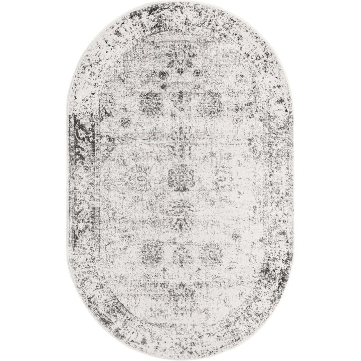 Brandt Floral Gray Area Rug Mistana™ Rug Size: Oval 4'1" x 6'1"