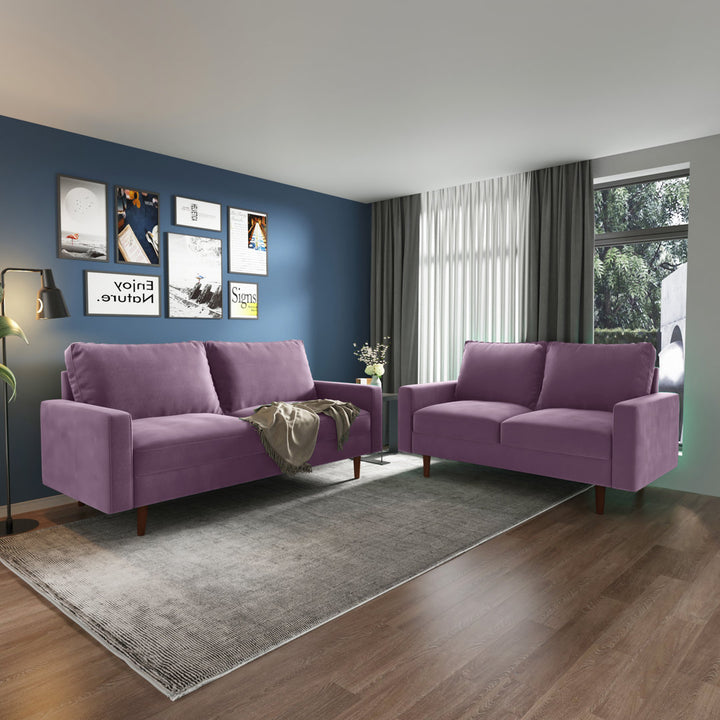Markham 70" Velvet Square Arm Sofa Willa Arlo™ Interiors Fabric: Lavender Polyester