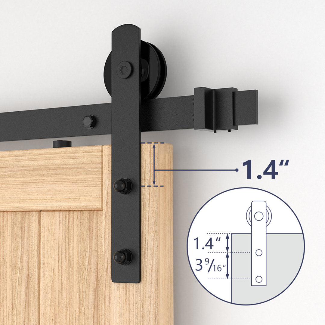 I Shape Heavy Duty Standard Single Track Barn Door Hardware Kit 156 in. Track Length HomLux