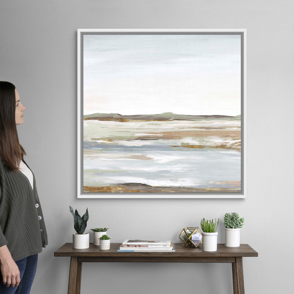 Vastness I by Eva Watts - Painting Print Wrought Studio™ Size: 38" H x 38" W x 1.75" D Format: White Framed Canvas