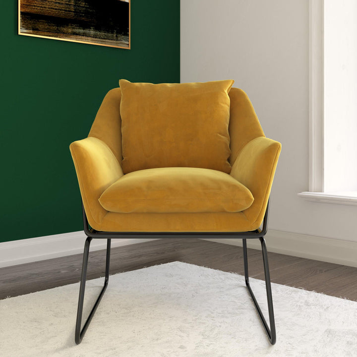 Alivia 67.31Cm Wide Velvet Armchair Novogratz Fabric: Mustard Yellow Velvet