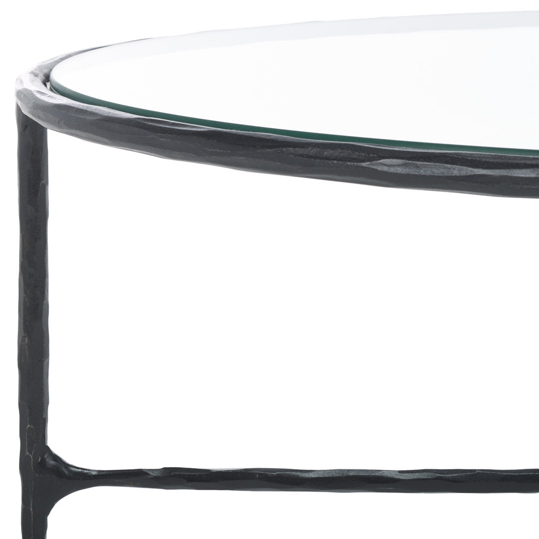 Evelynn 4 Legs Coffee Table Joss & Main Table Base Color: Black, Table Top Color: Clear