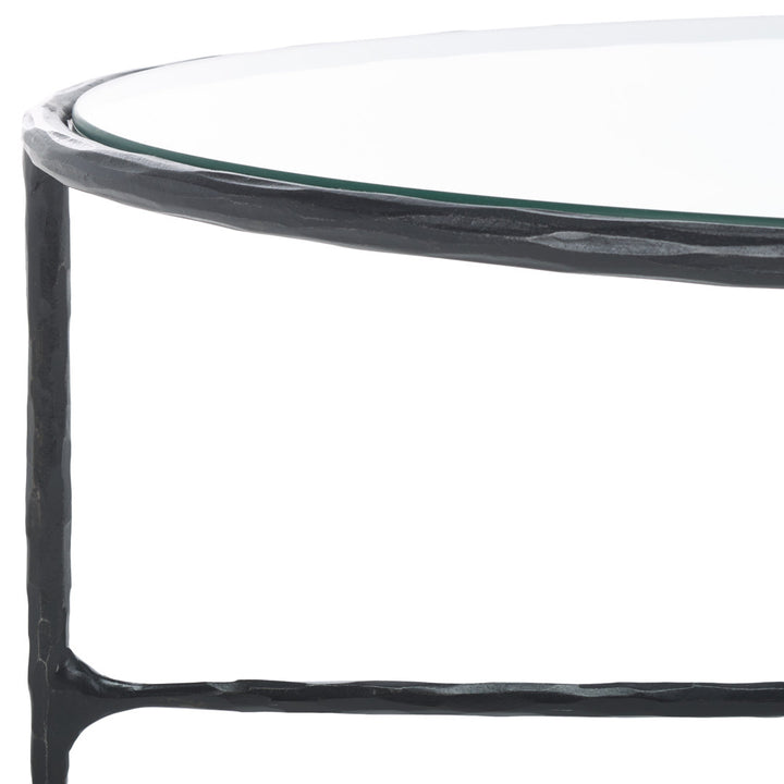 Evelynn 4 Legs Coffee Table Joss & Main Table Base Color: Black, Table Top Color: Clear