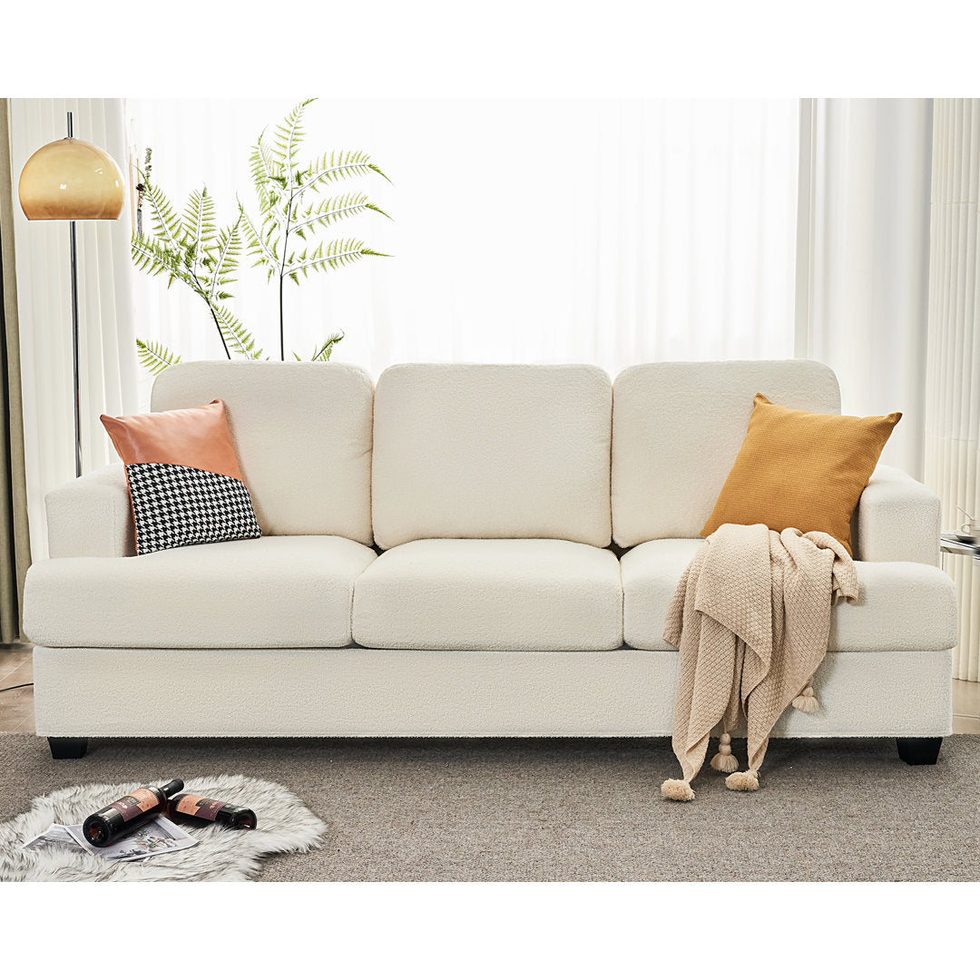 Belosic 89" Upholstered Deep Seat 3 Seater Sofa Wade Logan® Fabric: Off-White Boucle