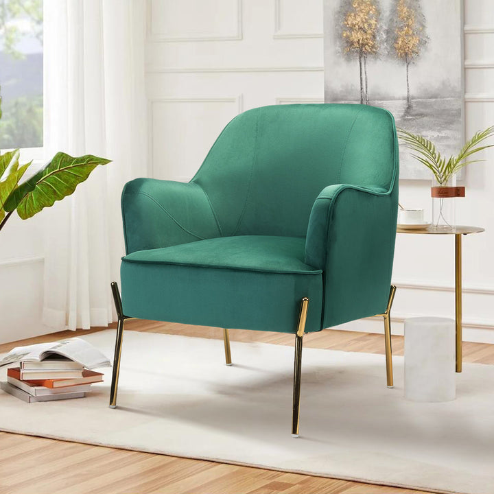 Cleo 26" Wide Contemporary Chair with Recessed Arms Etta Avenue™ Fabric: Green Velvet