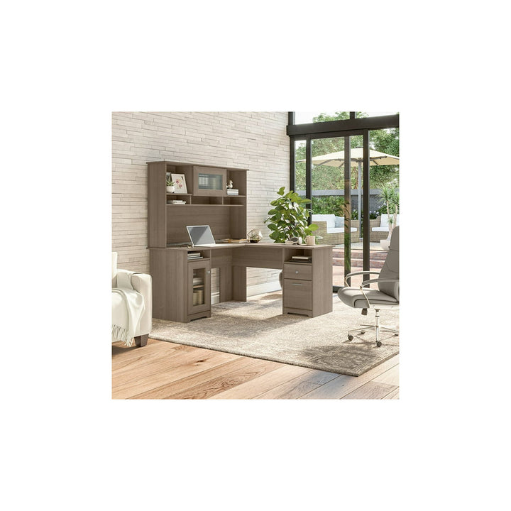 Shelonda L-Shape Executive Desk with Hutch Latitude Run® Color: Ash Gray
