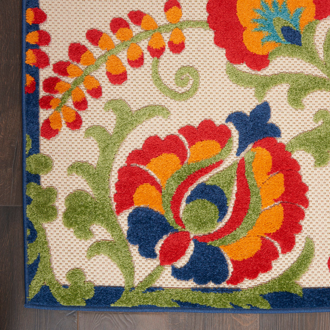 Bernia Floral Ivory/Red/Green Area Rug Wade Logan® Rug Size: Rectangle 2'8" x 4'