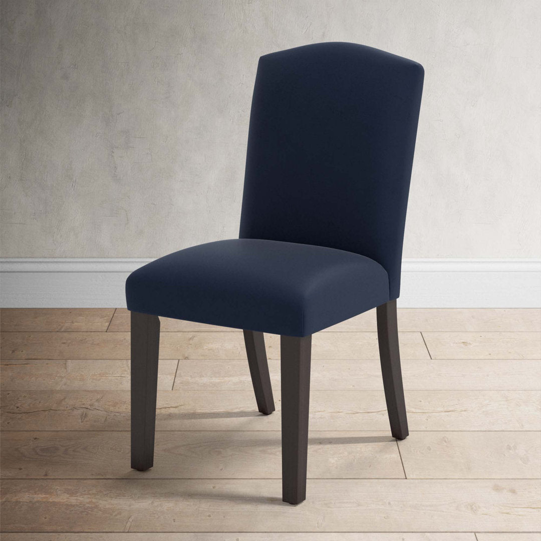 Estrela Upholstered Dining Chair Birch Lane™ Leg Color: Espresso, Upholstery Color: Velvet Ink