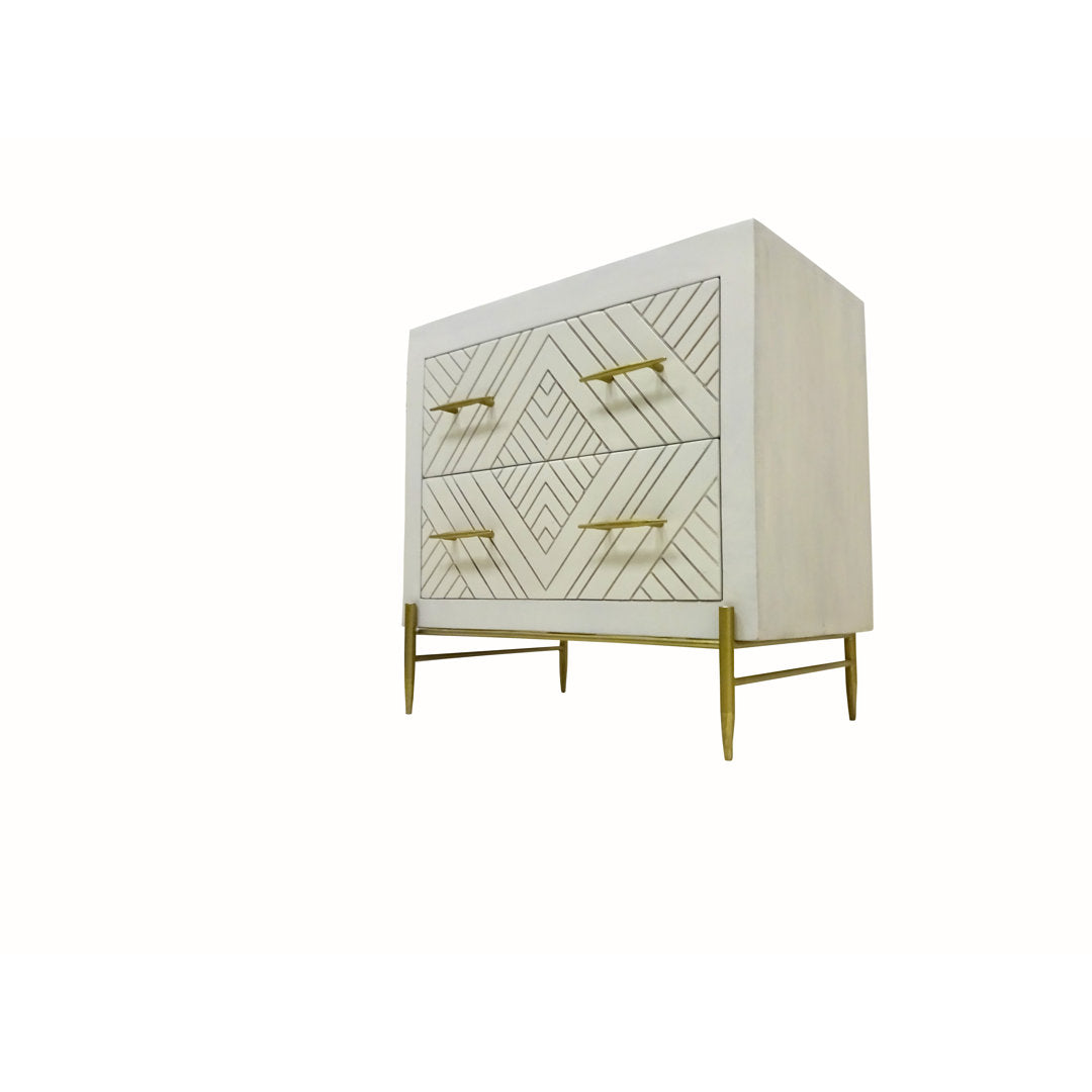 Wilbraham 2 - Drawer Nightstand in Cream/Brass Everly Quinn