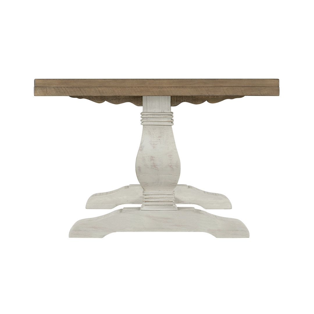 Sarcoline Solid Wood Pedestal Coffee Table The Twillery Co.® Table Top Color/Table Base Color: Reclaimed Natural/White Stain