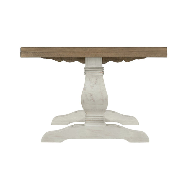 Sarcoline Solid Wood Pedestal Coffee Table The Twillery Co.® Table Top Color/Table Base Color: Reclaimed Natural/White Stain