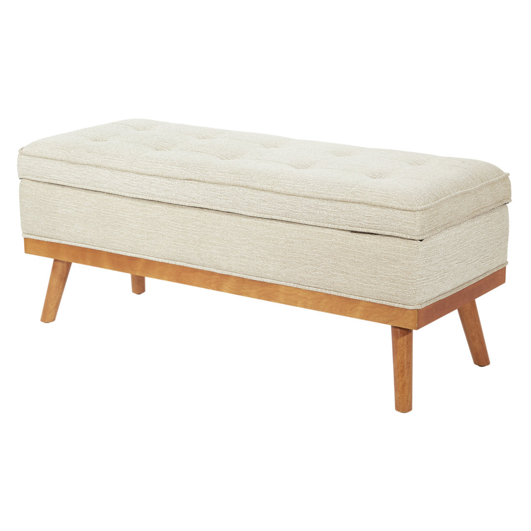 Boyu Upholstered Flip Top Storage Bench George Oliver Upholstery Color: Beige Polyester Blend