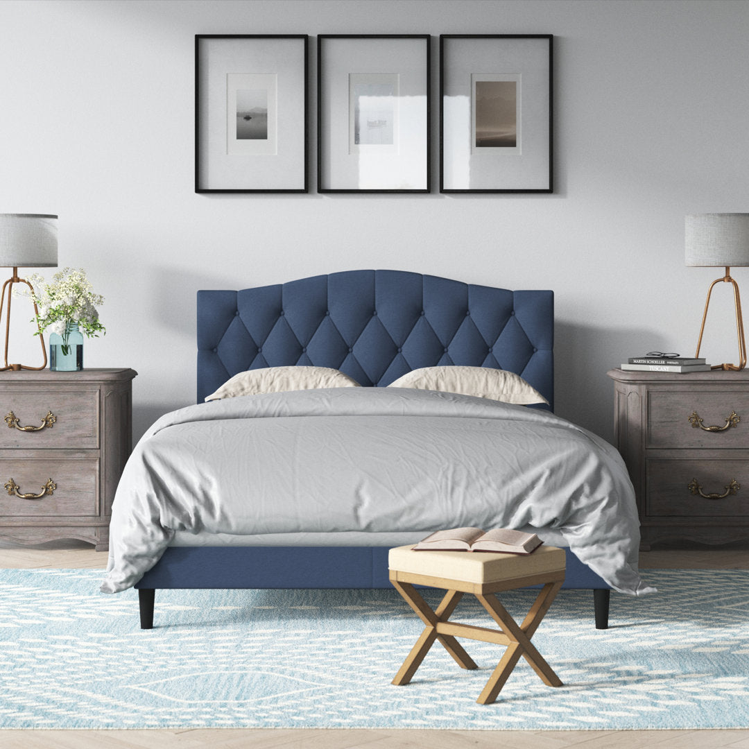 Arnette Tufted Upholstered Low Profile Platform Bed Andover Mills™ Color: Denim Blue Size: Twin