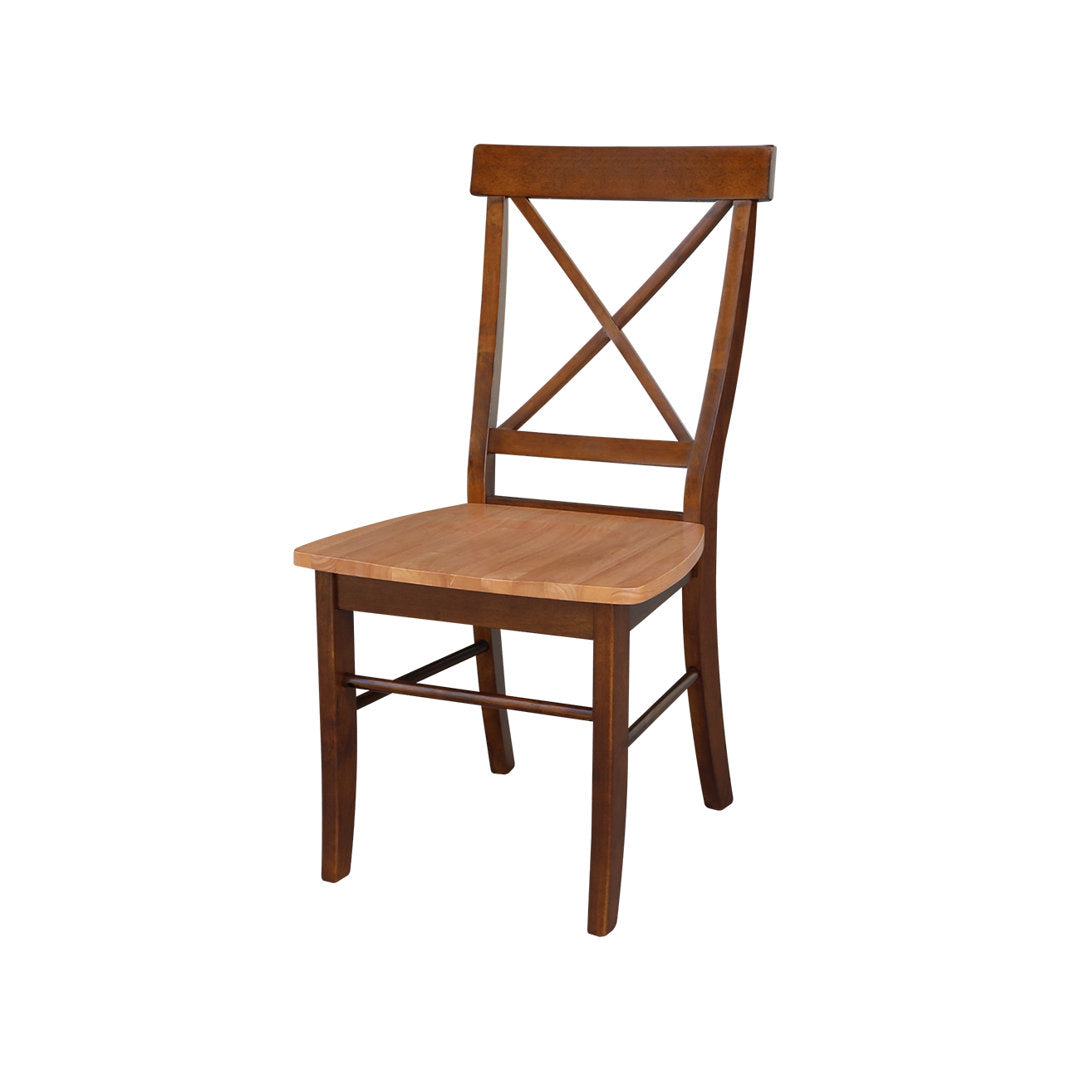 Solid Wood Cross Back Side Chair (Set of 2) August Grove® Color: Cinnamon/Espresso