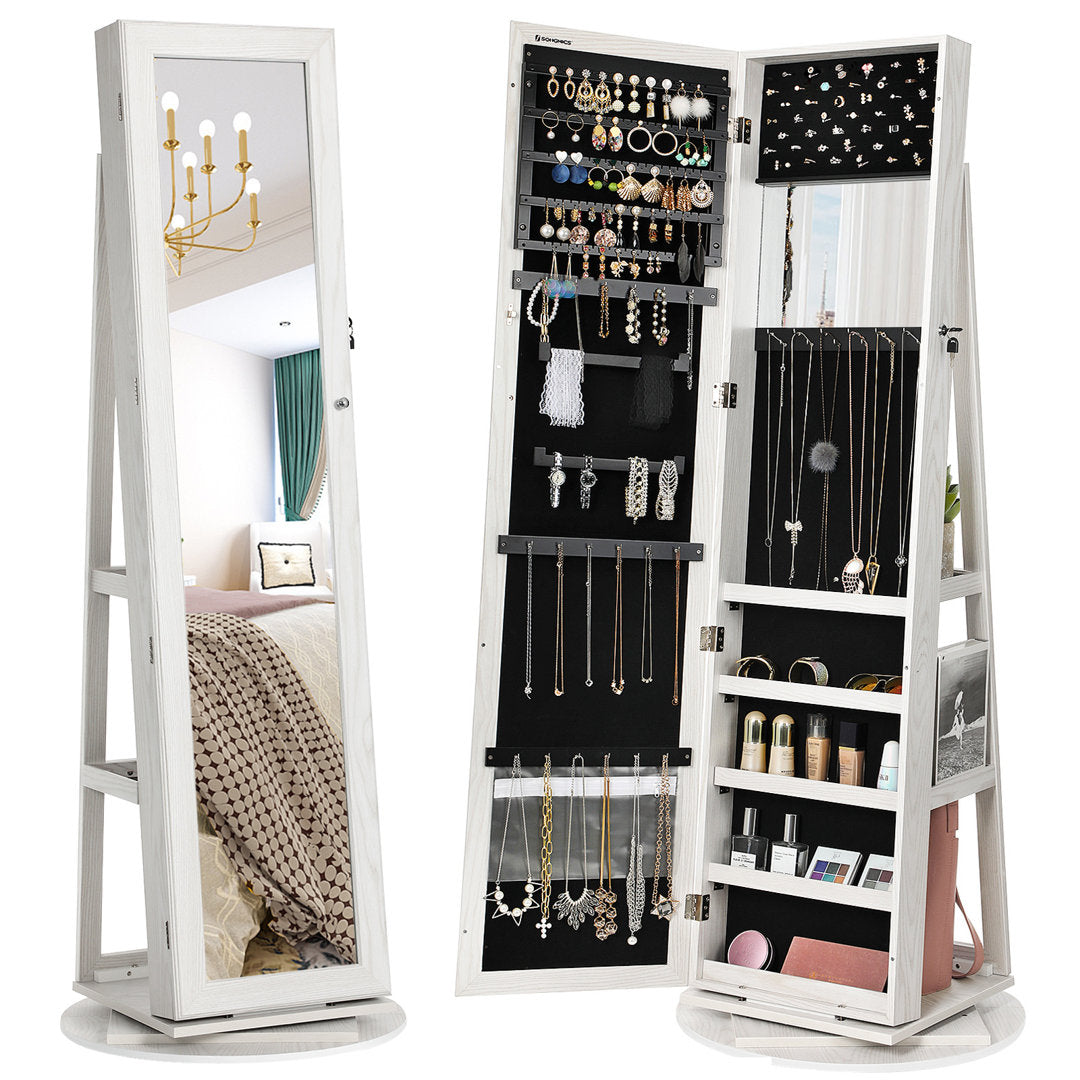 Quakertown Jewelry Armoire with Mirror Ebern Designs Color: White/Light Gray