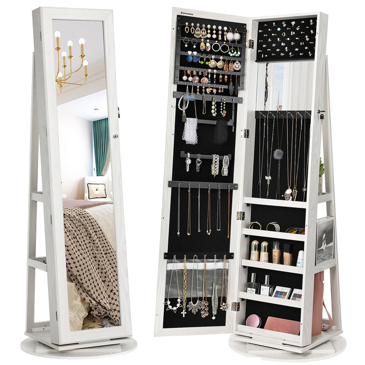 Quakertown Jewelry Armoire with Mirror Ebern Designs Color: White/Light Gray