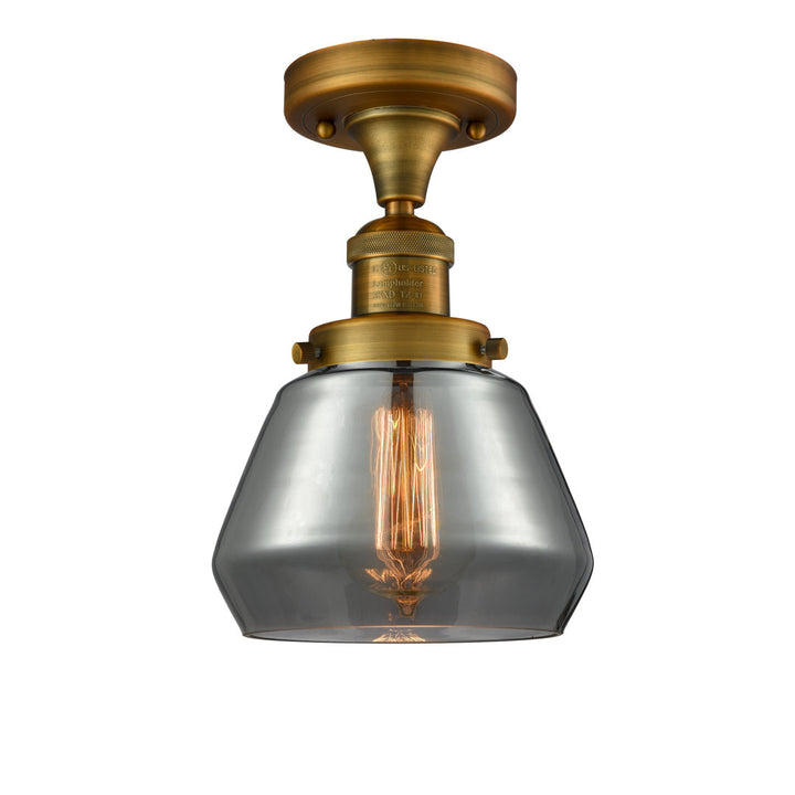 Chill 1 - Light 7" Simple Bell Semi Flush Mount Wade Logan® Shade Color: Smoked Fixture Finish: Brushed Brass