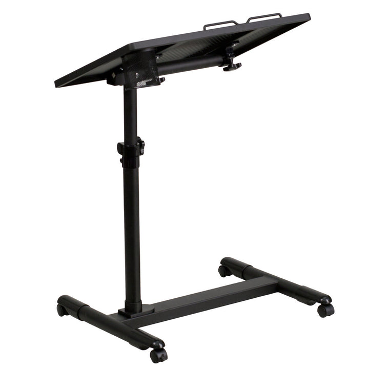 Macon Adjustable Height Steel Mobile Computer Desk Flash Furniture Color: Black