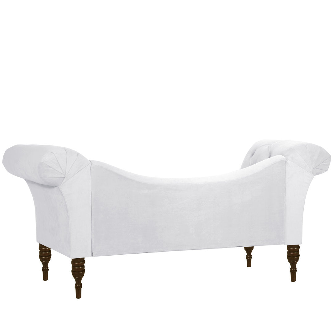 Kareem Upholstered Chaise Lounge Three Posts™ Teen Upholstery Color: Classic White Velvet, Leg Color: Espresso