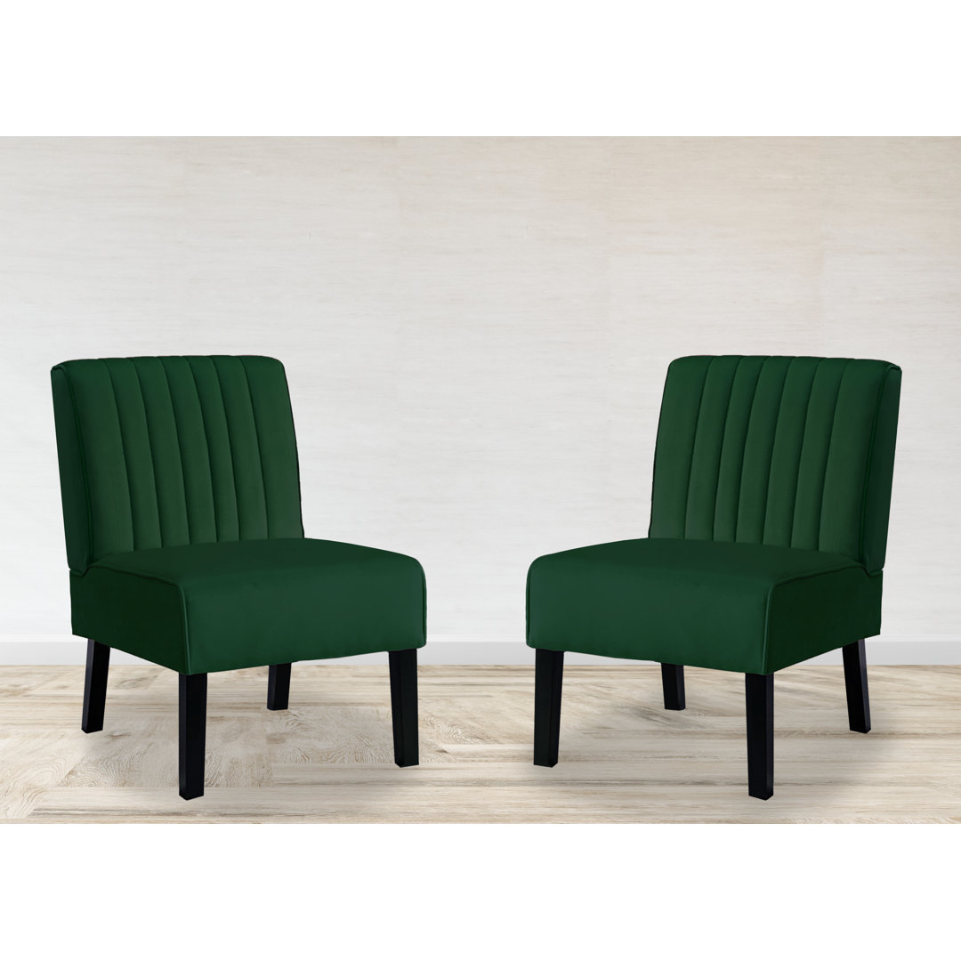 Antanina 21" Wide Velvet Slipper Chair (Set of 2) Wade Logan® Upholstery Color: Green Velvet