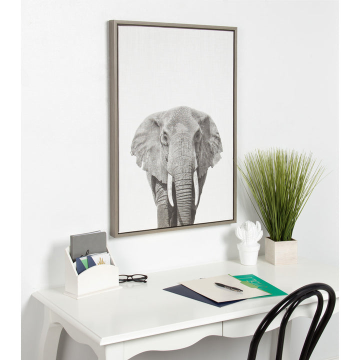 Elephant Animal Print Black and White Portrait by Simon Te Tai - Photograph Print on Canvas Ivy Bronx Format: Gray Framed