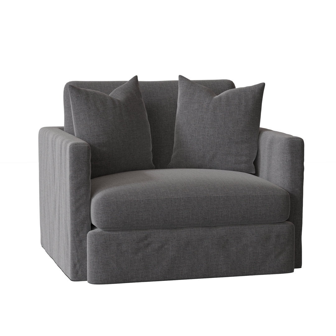 Kian 47" Wide Down Cushion Slipcovered Armchair Wayfair Custom Upholstery™ Fabric: Cast Slate Sunbrella® Plainweave