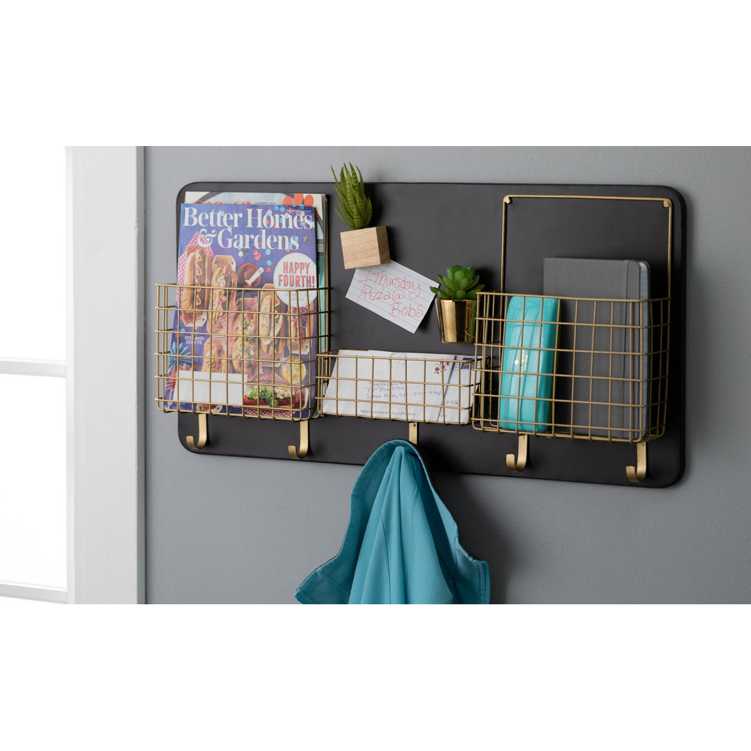 Home Office and School Mesh Wall Organizer With Key Hooks Clover Lane