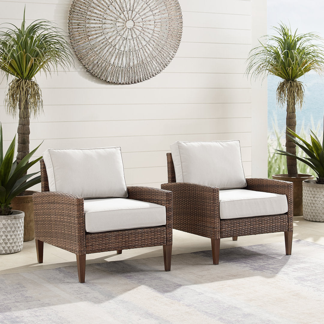 Gabor Patio Chair with Cushions (Set of 2) Birch Lane™ Cushion Color: Cream