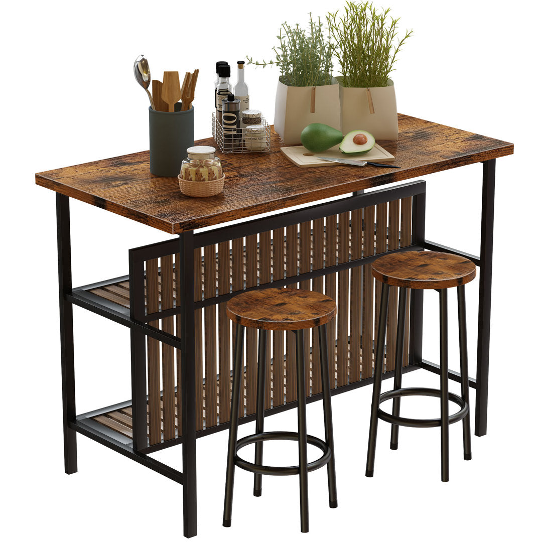 Grondin 47.24" Iron Kitchen Island Set Zipcode Design™ Countertop Finish: Rustic Brown