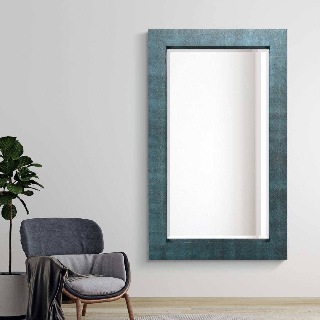 Metallic Shagreen Leather Framed Beveled Accent Mirror Empire Art Direct Finish: Black/Blue