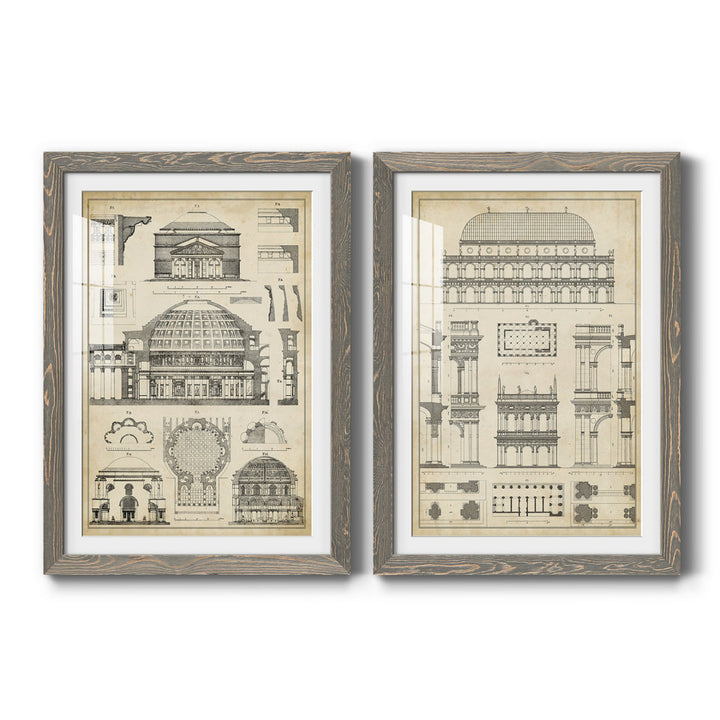 Vintage Architects Plan III - 2 Piece Picture Frame Graphic Art Print Set on Paper Williston Forge Size: 37.5" H x 55" W x 1.5" D Format: Gray Framed Paper