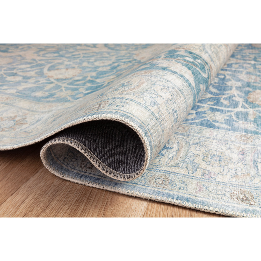 Jules Oriental Machine Made Polyester Indoor Area Rug in Antique Blue/Gray Chris Loves Julia x Loloi Rug Size: Square 1'6"