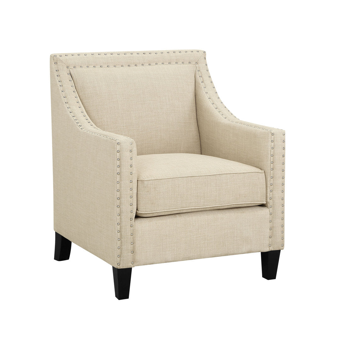 Hilga Erica Accent Armchair With Chrome Nailhead Trim Winston Porter Fabric: Beige Polyester Blend