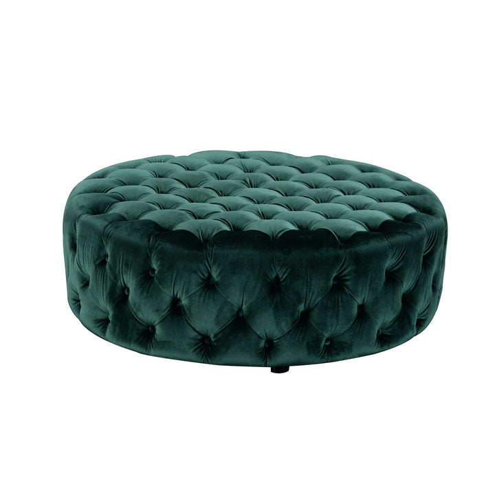 Armenio Round Ottoman - 17" H x 45" W x 45" D Lark Manor™ Fabric: Green