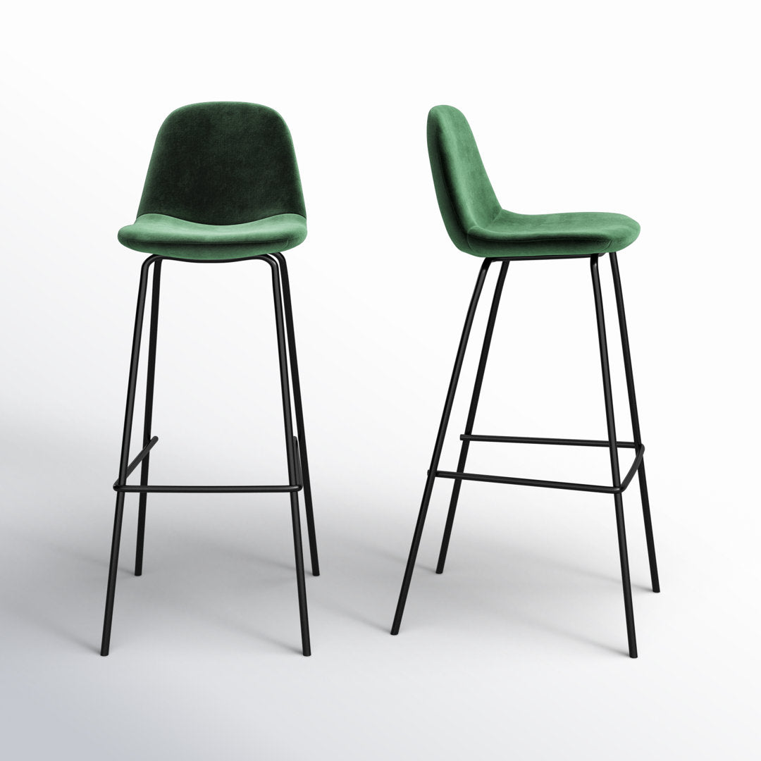 Kody Upholstered Bar & Counter Stool (Set of 2) AllModern Color: Emerald Velvet Seat Height: Bar Stool (30.5" Seat Height)