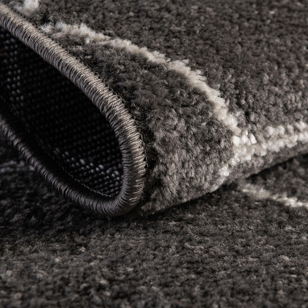 Debrodie Geometric Dark Gray Area Rug George Oliver Rug Size: Round 4'1"