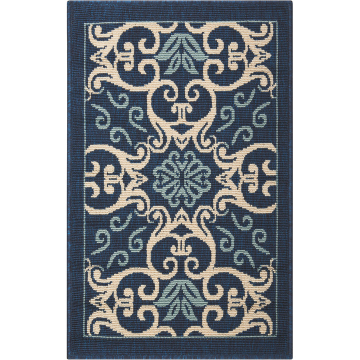 Adelene Floral Navy Blue Indoor / Outdoor Area Rug Birch Lane™ Rug Size: Rectangle 7'10" x 10'6"