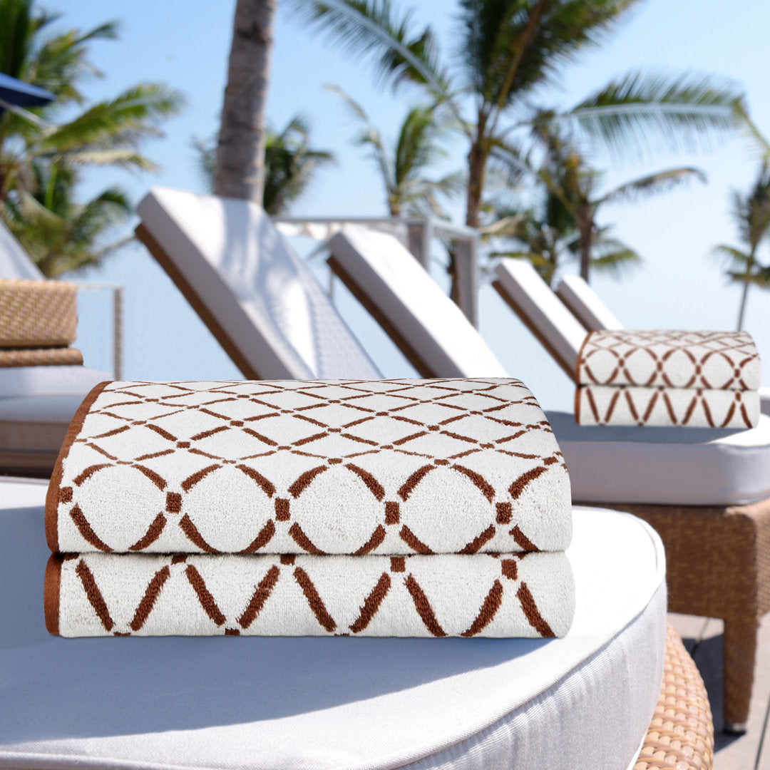Marito 100% Cotton Bath Sheets (Set of 2) Wrought Studio™ Color: Chocolate/Cream