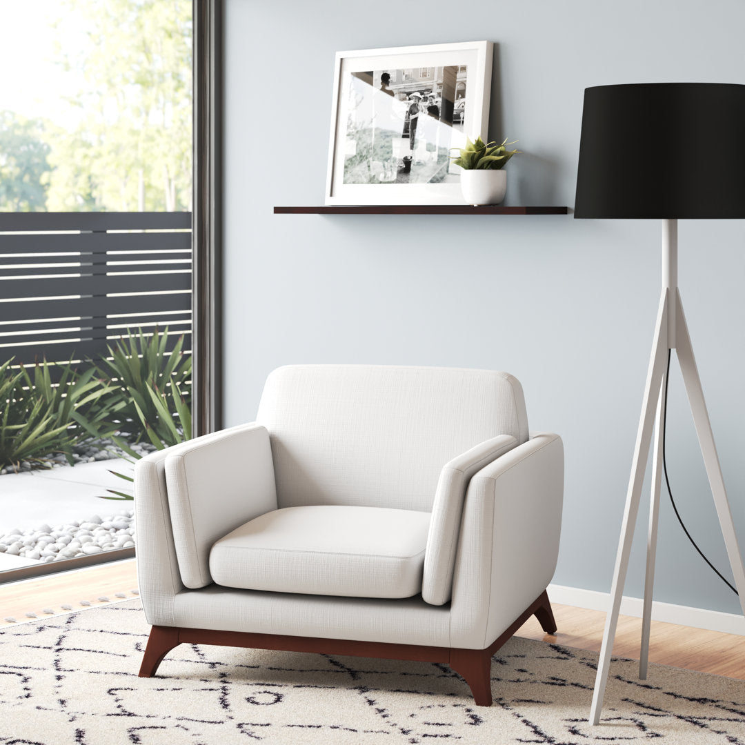Bartouille Upholstered Fabric Armchair Union Rustic Fabric: White Polyester