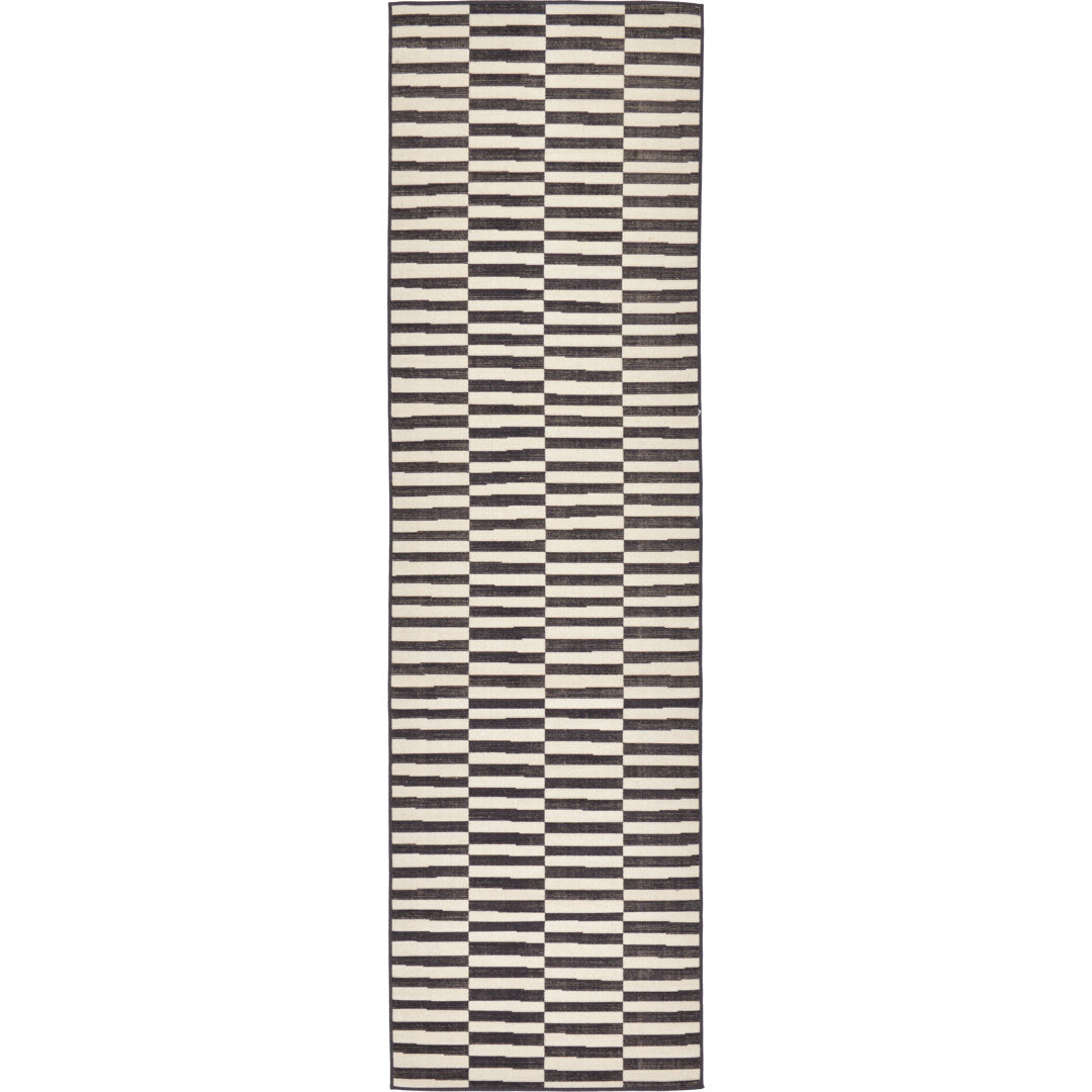 Arzilla Striped Ivory/Black Area Rug Wade Logan® Rug Size: Runner 2'9" x 9'10"