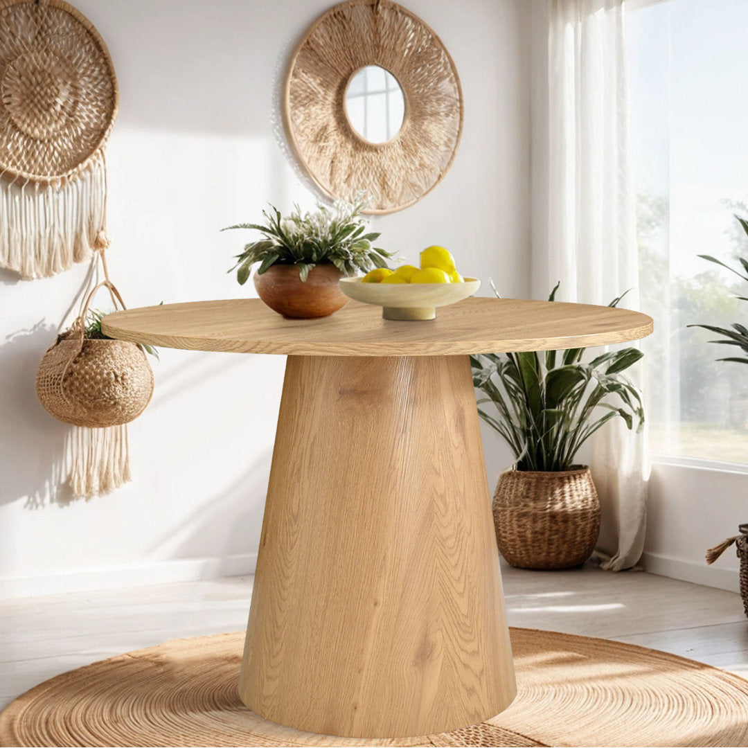 Agne 35" Round Pedestal Dining Table George Oliver Color: Oak